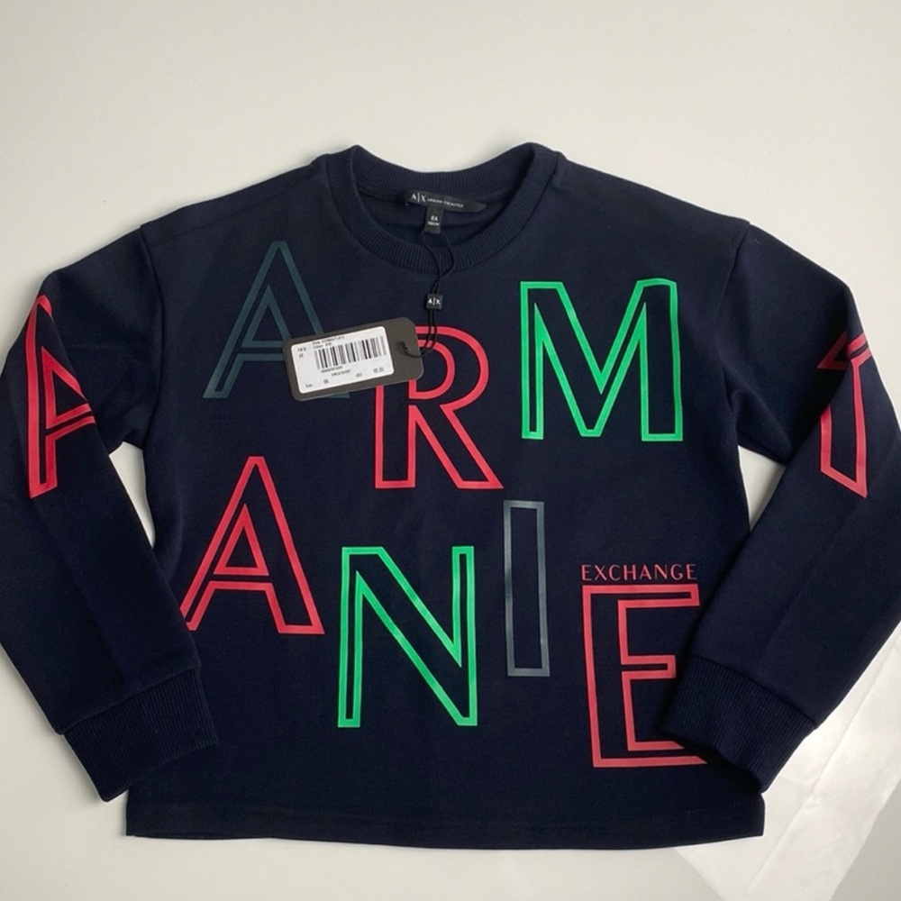 Armani Exchange Kids Sweatshirt in Navy with Red and Green Accents